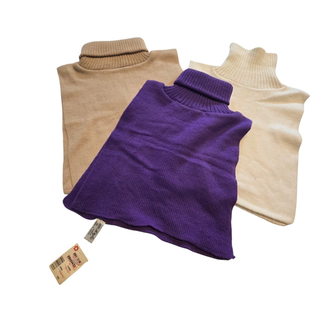 Vintage 70s 80s Dickie Set Of 3 Deadstock Purple Tan Off White Womens OS NEW Mod